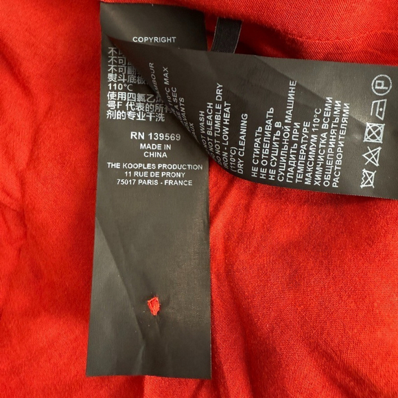 The Kooples Red Floral Long Sheer Sleeve Mini Wrap Dress Womens Size 0 Paris - Picture 12 of 16